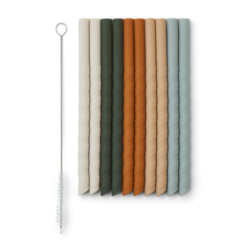 LIEWOOD, silikonowe słomki 10sztuk  Timoti straw - 10 pack - Mustard multi mix 
