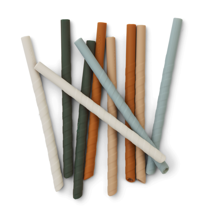LIEWOOD, silikonowe słomki 10sztuk  Timoti straw - 10 pack - Mustard multi mix 