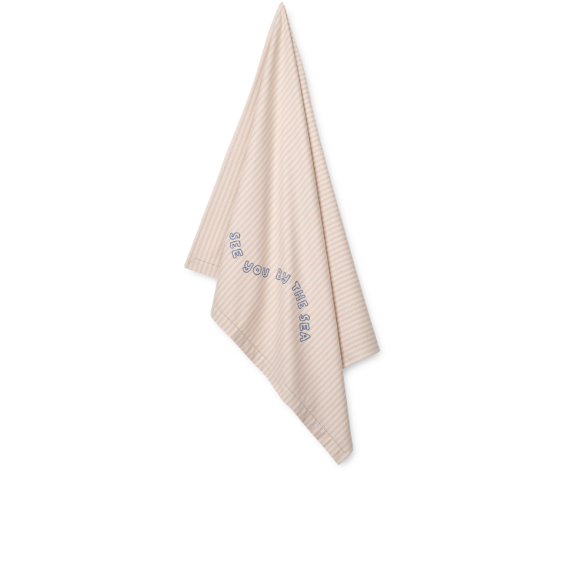 Liewood ręcznik plażowy w paski Paige Sorbet rose / Creme de la creme