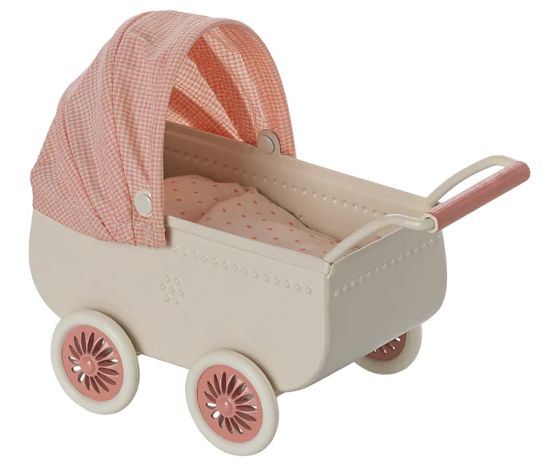 Maileg wózek dla myszek baby koralowy