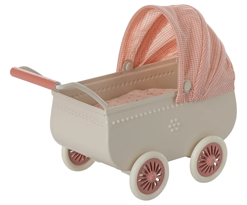Maileg wózek dla myszek baby koralowy