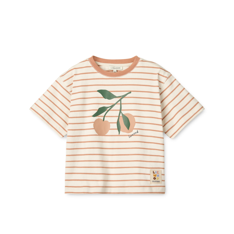 Liewood T-shirt w paski z brzoskwinką