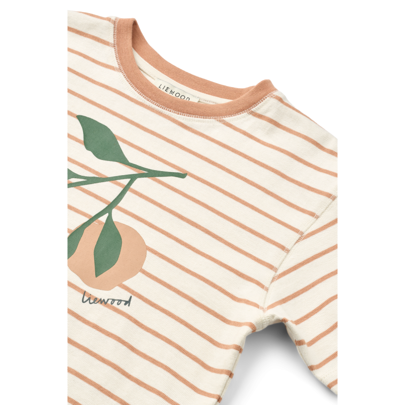 Liewood T-shirt w paski z brzoskwinką