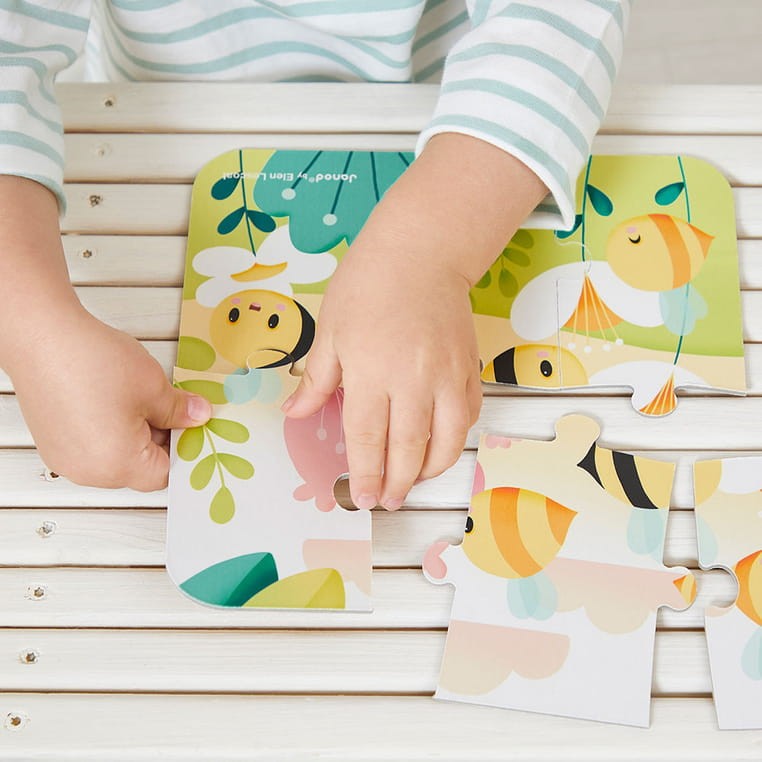 Janod Puzzle progresywne w walizce Zwierzątka Pure 4 układanki – 6, 9, 12 i 16 elementów 2+