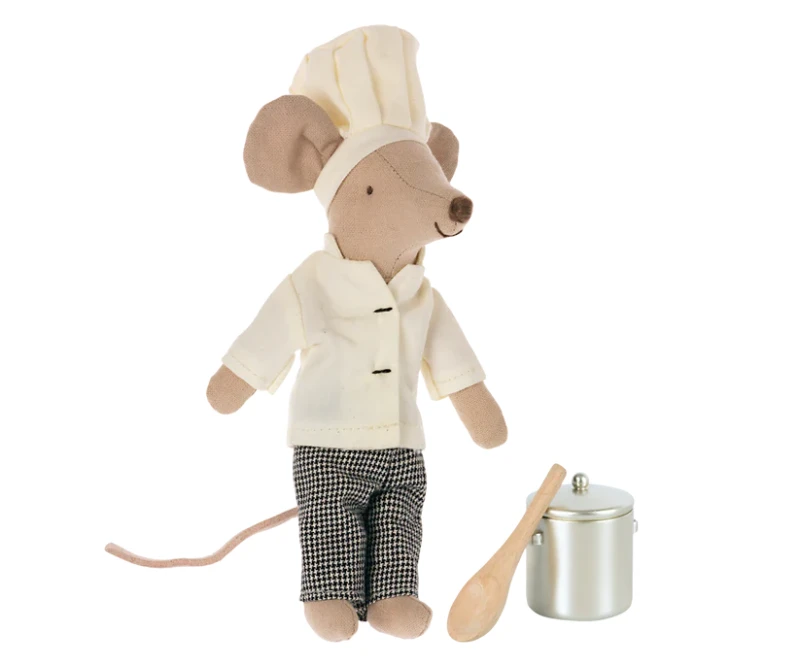 Maileg myszka kucharz, Chef mouse w. soup pot and spoon