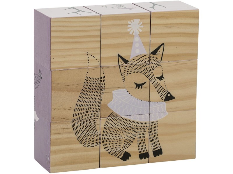 Bloomingville, puzzle, klocki sześcienne lisek