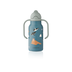 LIEWOOD butelka stalowa z uchwytami i słomką Kimmie 250ml Arctic Sea /  Ocean view