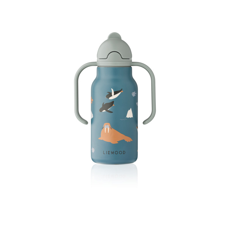 LIEWOOD butelka stalowa z uchwytami i słomką Kimmie 250ml Arctic Sea /  Ocean view