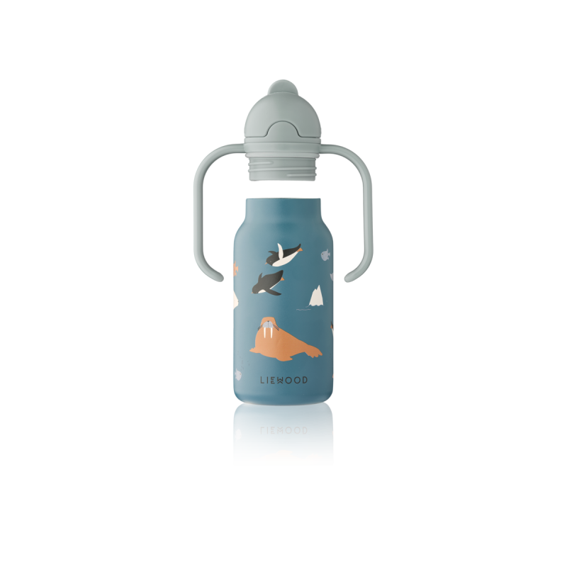 LIEWOOD butelka stalowa z uchwytami i słomką Kimmie 250ml Arctic Sea /  Ocean view