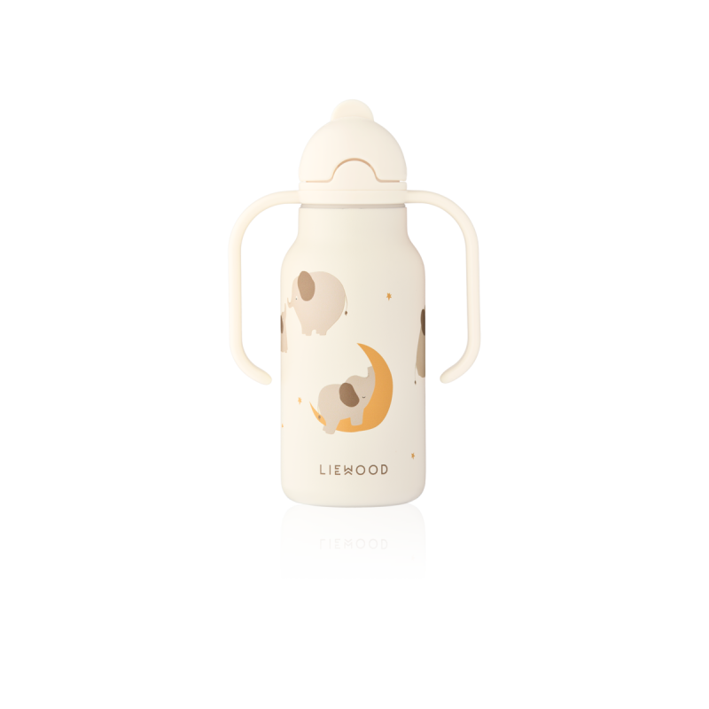 LIEWOOD butelka stalowa z uchwytami i słomką Kimmie 250ml Elephant / Creme de la creme