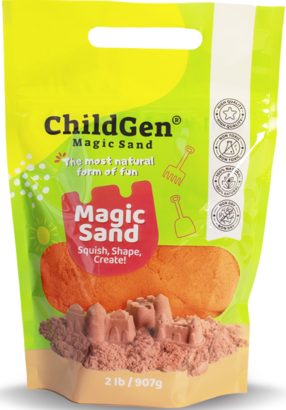 ChildGen Piasek kinetyczny, 100% naturalny skład, opakowanie re-fill uzupełniające 907g, kolor pomarańczowy