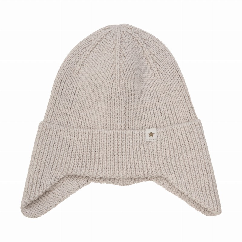 HUTTELIHUT czapka dla dzieci z wełny merino z nausznikami Camel Melange