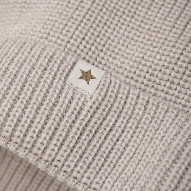 HUTTELIHUT czapka dla dzieci z wełny merino z pomponami Camel Melange