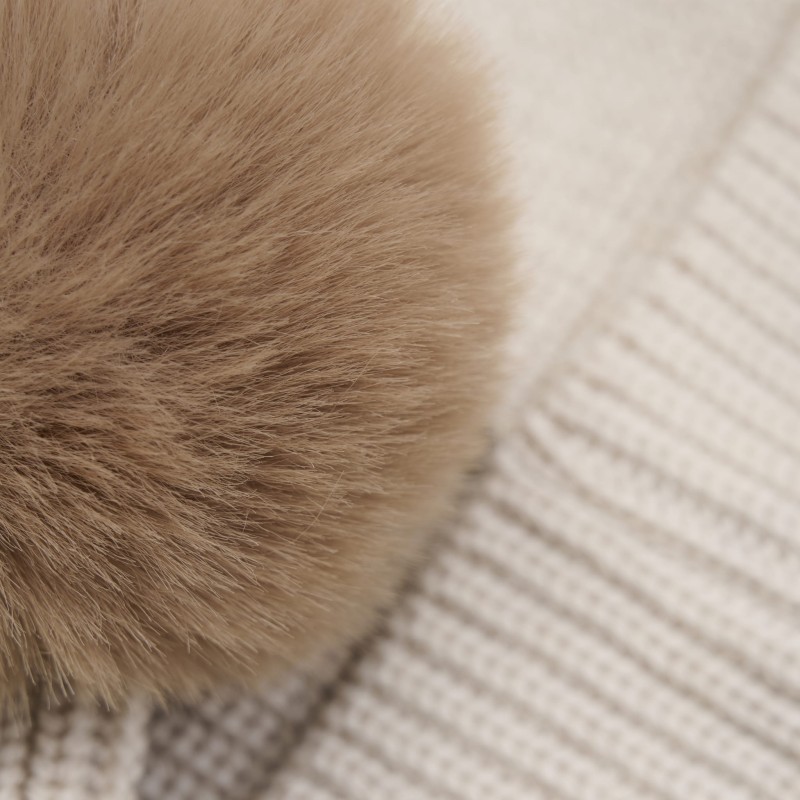 HUTTELIHUT czapka dla dzieci z wełny merino z pomponami Sand Melange