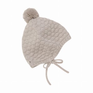 HUTTELiHUT czapka dziecięca bonetka z wełny merino Camel Melange