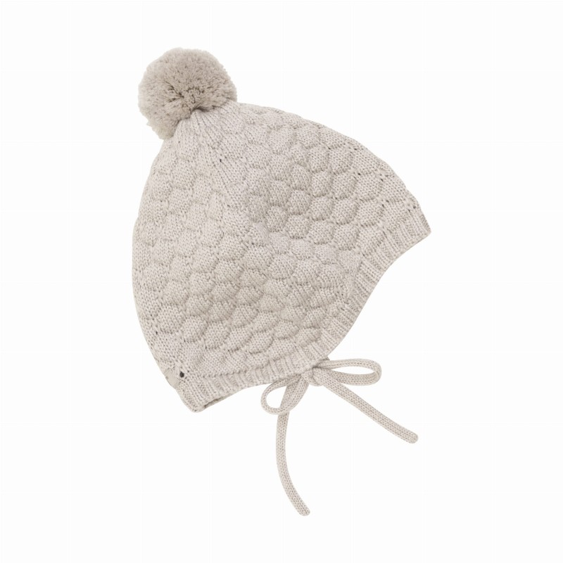 HUTTELiHUT czapka dziecięca bonetka z wełny merino Sand Melange 