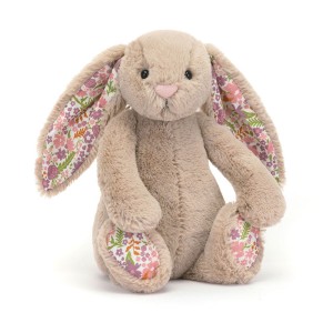 Jellycat Króliczek beżowy kwieciste uszy 31cm