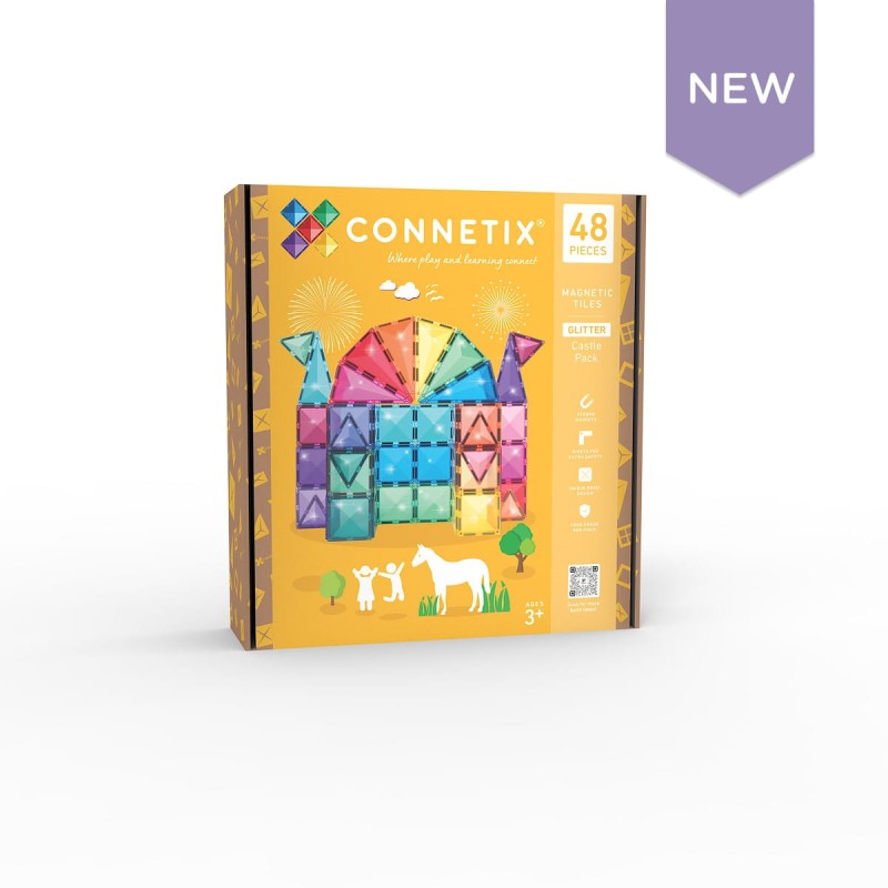 Connetix - klocki magnetyczne brokatowe zamek 48 elementów