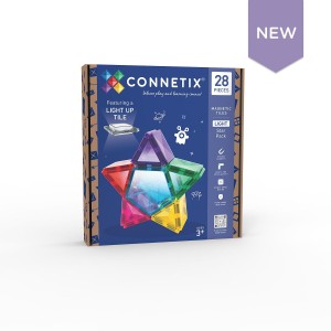 Connetix - klocki magnetyczne z podświetlaną płytką 28 elementów 