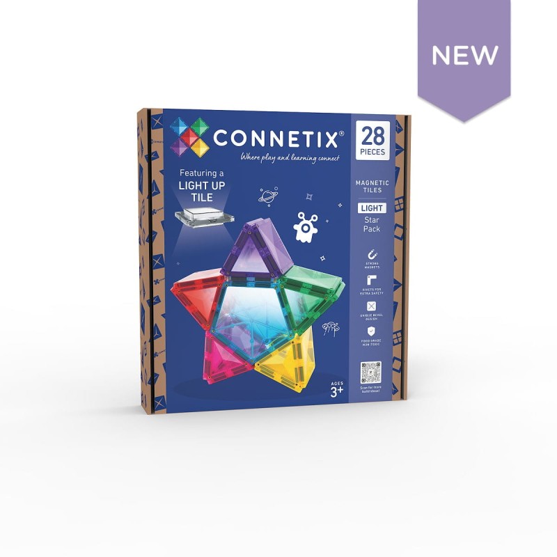 Connetix - klocki magnetyczne z podświetlaną płytką 28 elementów 