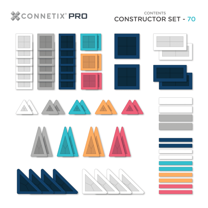 Connetix Pro- klocki magnetyczne zestaw konstruktora 70 elementów