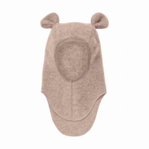 HUTTELIHUT czapka kominiarka (krótkie uszy) z wełny merino Mahogony Rose 