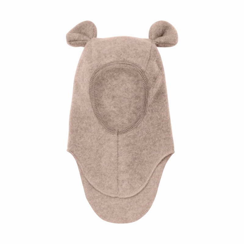 HUTTELIHUT czapka kominiarka (krótkie uszy) z wełny merino Mahogony Rose 