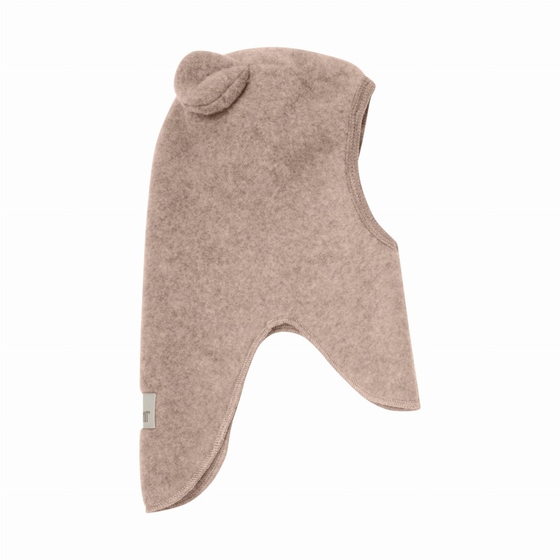 HUTTELIHUT czapka kominiarka (krótkie uszy) z wełny merino Mahogony Rose 