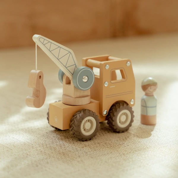 Little Dutch drewniana ciężarówka z dźwigiem