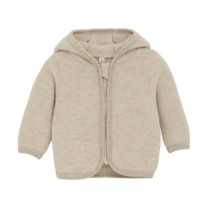HUTTELIHUT kurtka z kapturem i uszami z wełny merino Camel Melange 