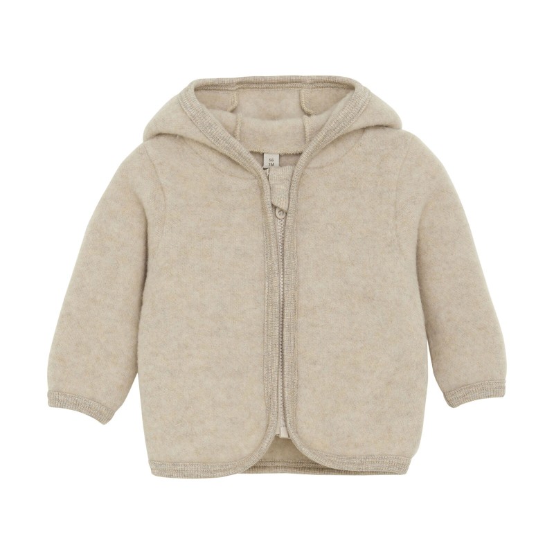 HUTTELIHUT kurtka z kapturem i uszami z wełny merino Camel Melange 
