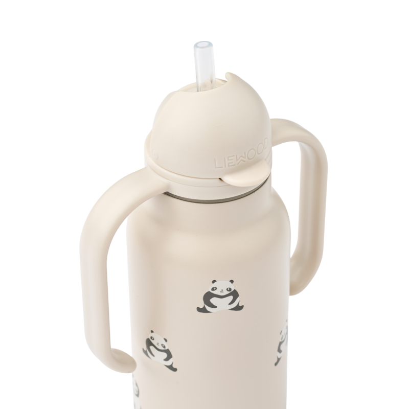LIEWOOD butelka stalowa ze słomką Kimmie 250ml Mini panda / Sandy