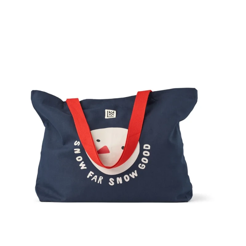 Liewood torba bawełniana big Snow far snow good / Classic navy