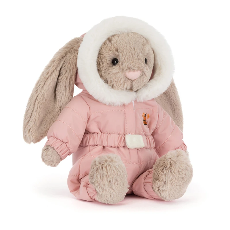 Jellycat Króliczek beżowy w kombinezonie zimowym 31cm