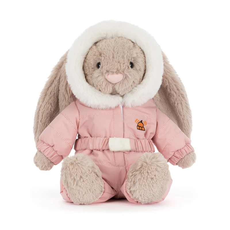 Jellycat Króliczek beżowy w kombinezonie zimowym 31cm