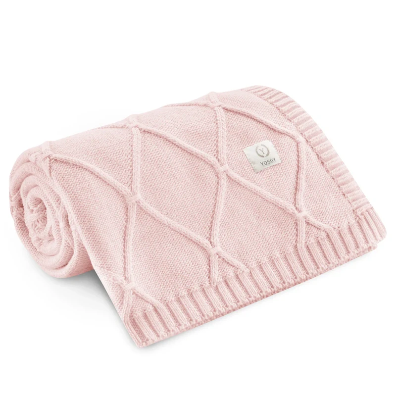 Yosoy koc 100% merino Diamonds pudrowy róż