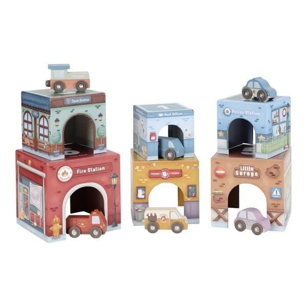 Little Dutch Wieża do układania + 6 autek 