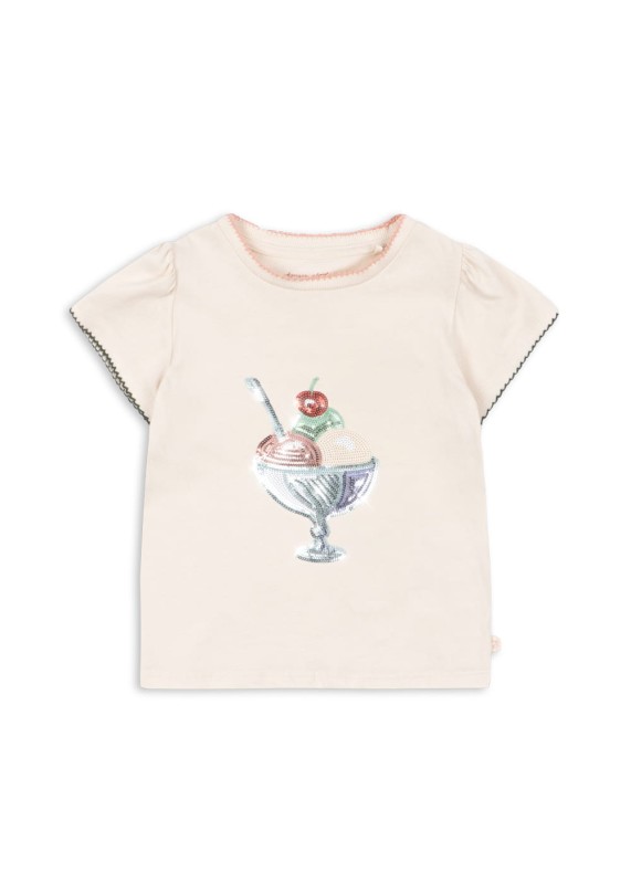 Konges Sløjd T-shirt z falbanką ButterCream