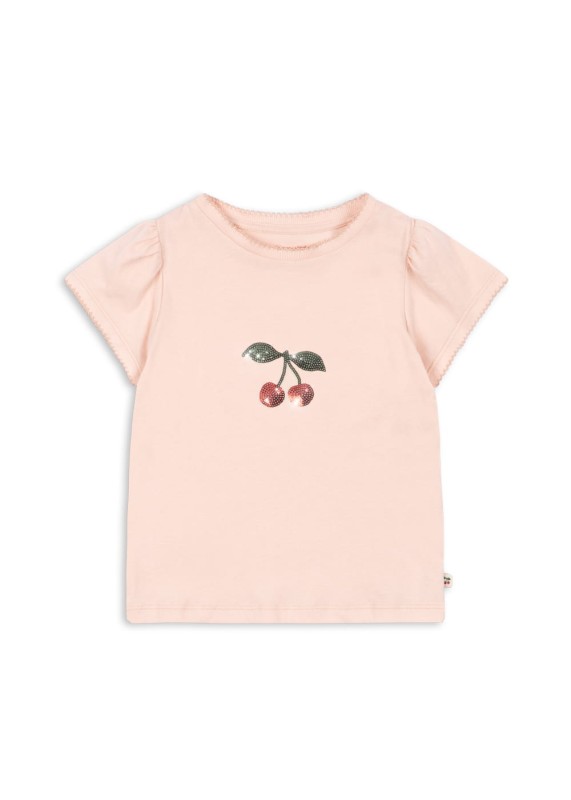 Konges Sløjd T-shirt z falbanką Pale Blush