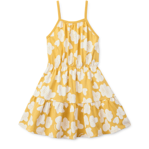 Liewood sukienka na ramiączkach MOLLIE z falbankami Flower / Lemon yellow