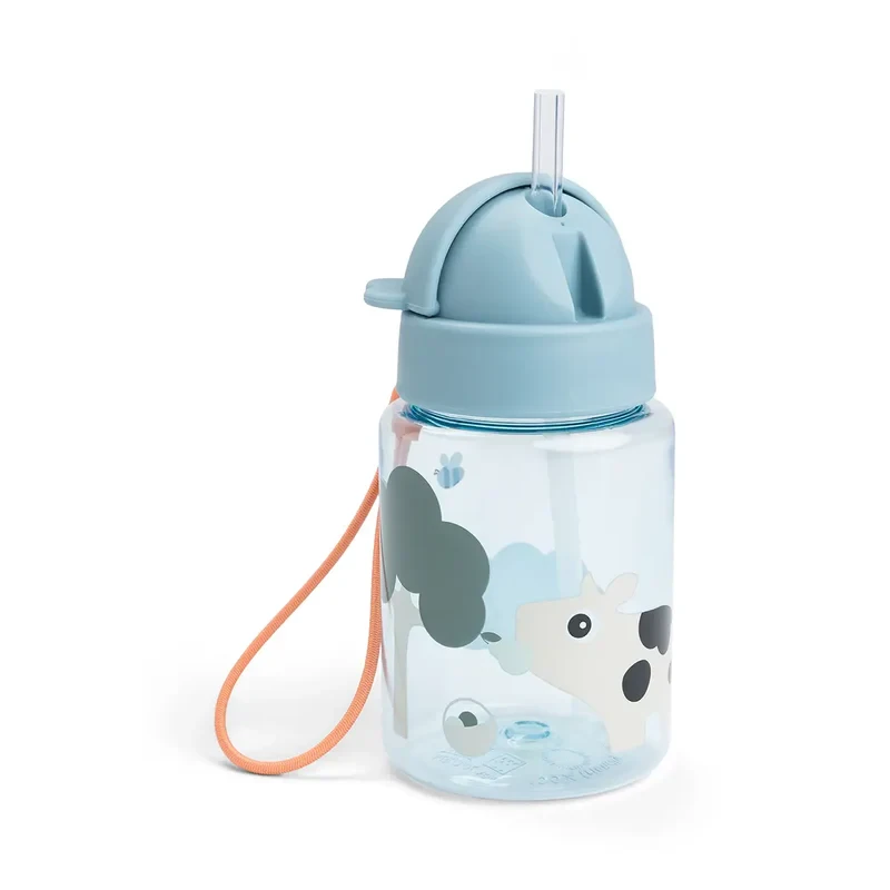 Done by Deer Bidon ze słomką – Tiny Farm Blue | 280 ml