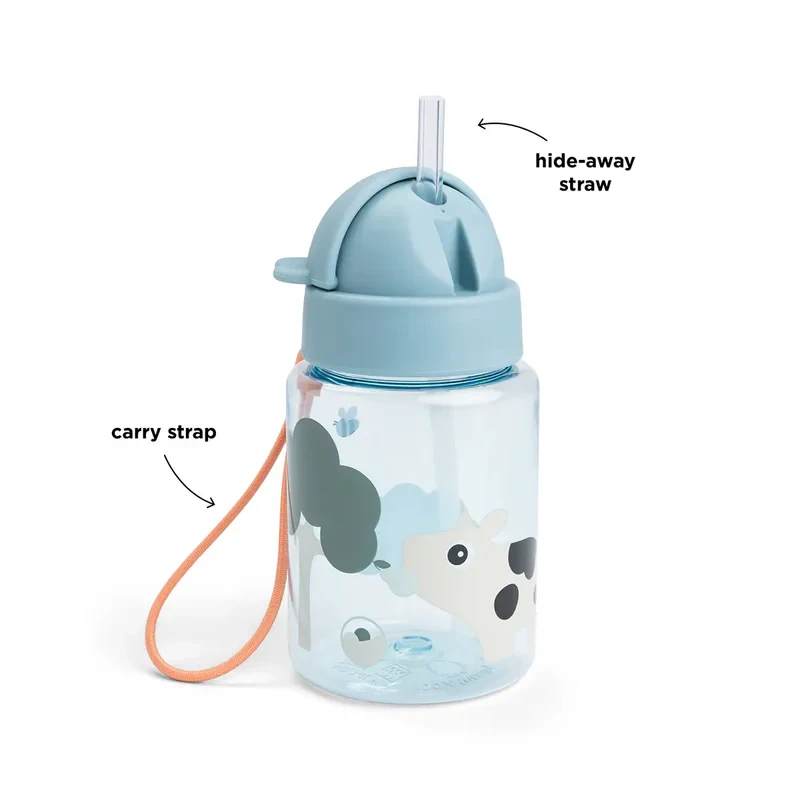 Done by Deer Bidon ze słomką – Tiny Farm Blue | 280 ml