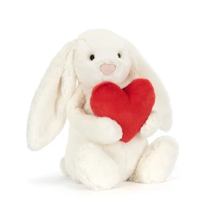 Jellycat Króliczek Kremowy z Czerwonym Sercem 31 cm