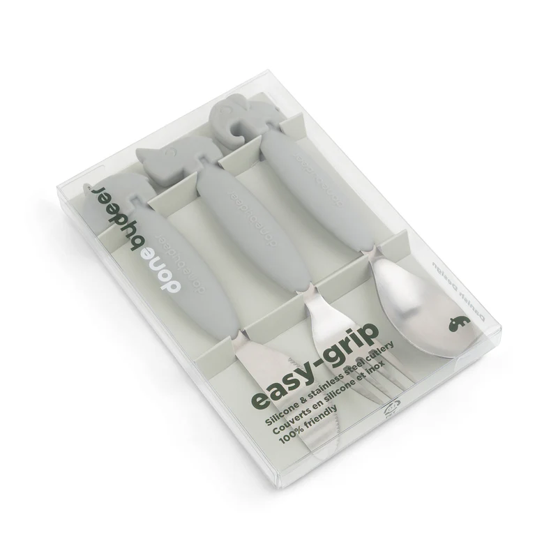 Done by Deer Sztućce dla Dziecka Grey Easy-Grip