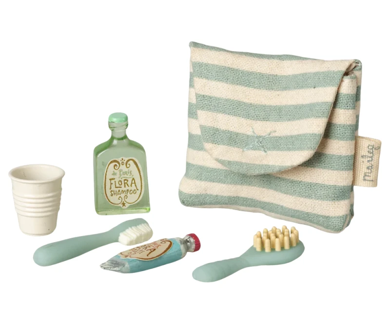 Maileg Toothbrush Set – zestaw łazienkowy dla myszek - Blue Stripe