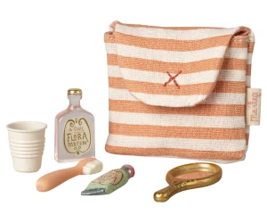 Maileg Toothbrush Set – zestaw łazienkowy dla myszek - Coral Stripe