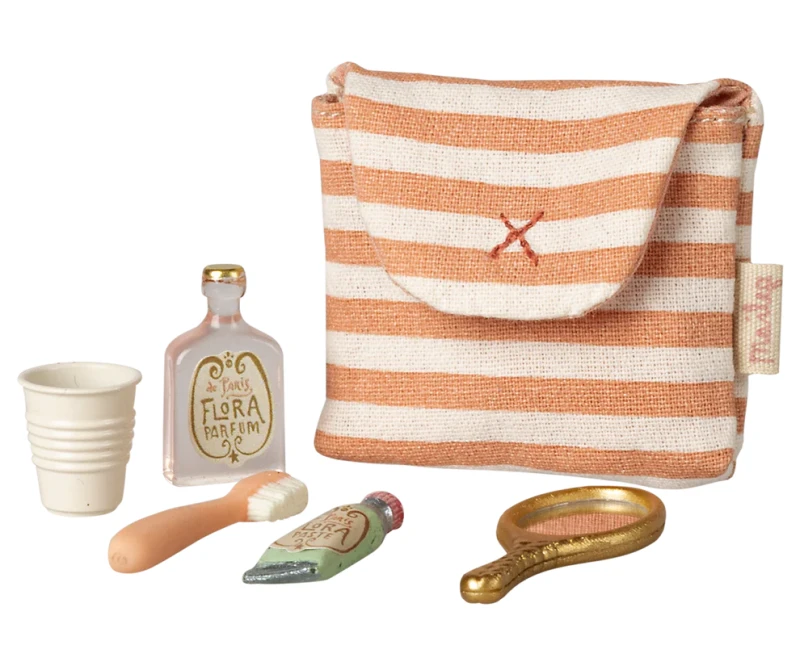 Maileg Toothbrush Set – zestaw łazienkowy dla myszek - Coral Stripe