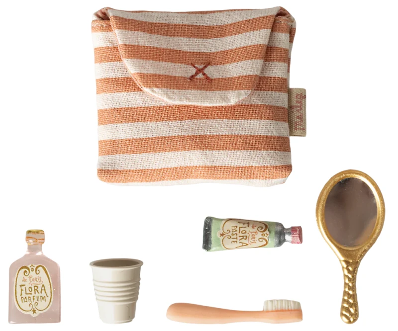 Maileg Toothbrush Set – zestaw łazienkowy dla myszek - Coral Stripe