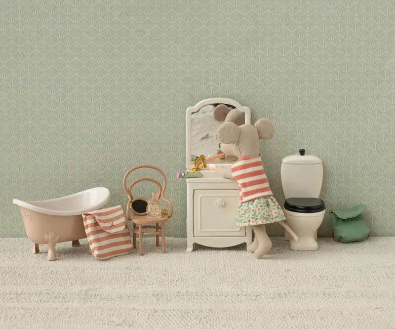 Maileg Toothbrush Set – zestaw łazienkowy dla myszek - Coral Stripe