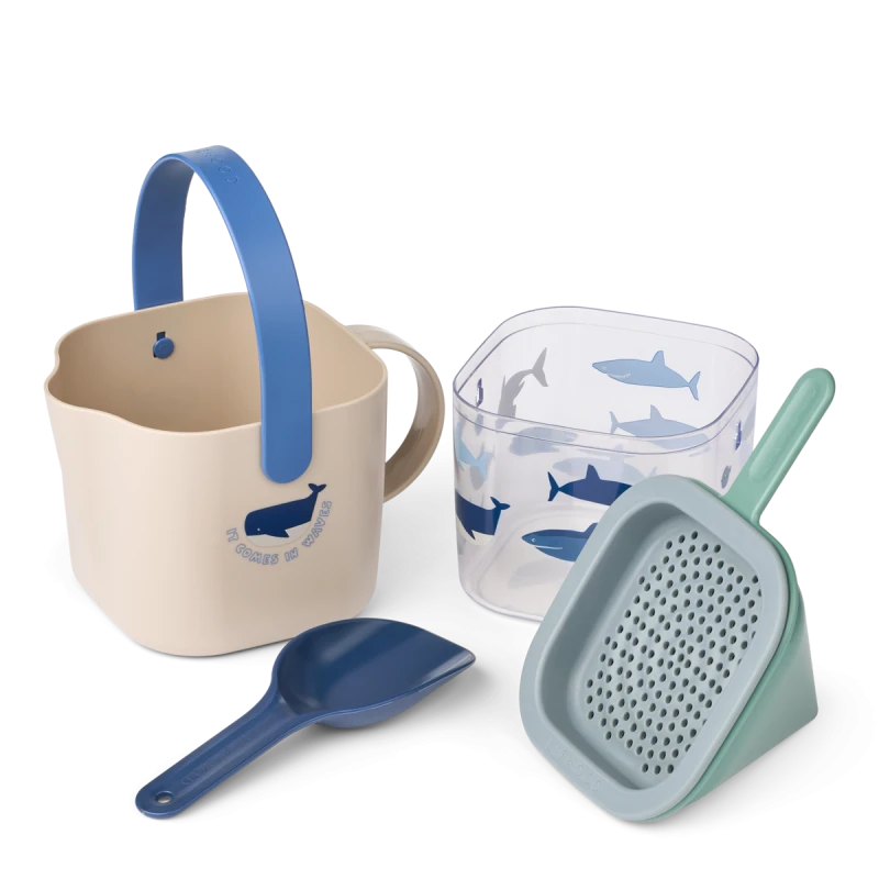 LIEWOOD zestaw plażowy, do piasku Roald Shark / Dove blue
